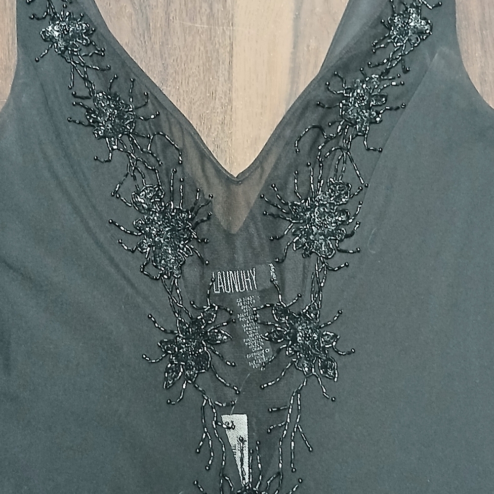 Laundry By Shelli Segal Black Beaded V-Neck Maxi Dress - Picture 13 of 16